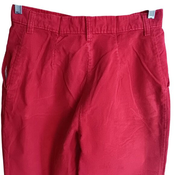 29x32 Vintage 80's Britannia Cherry Red Corduroy Preppy Pants High Waist - Picture 4 of 5
